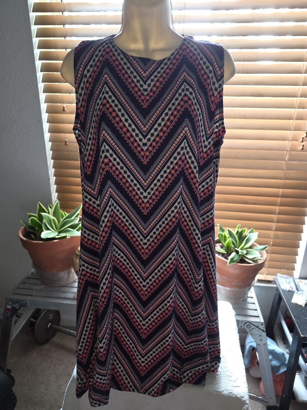 Chevron Print Flowy Dress